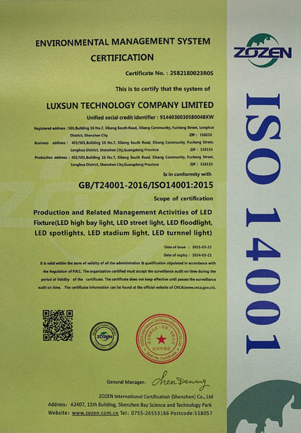 Çin Luxsun lighting Co.,Ltd Sertifikalar